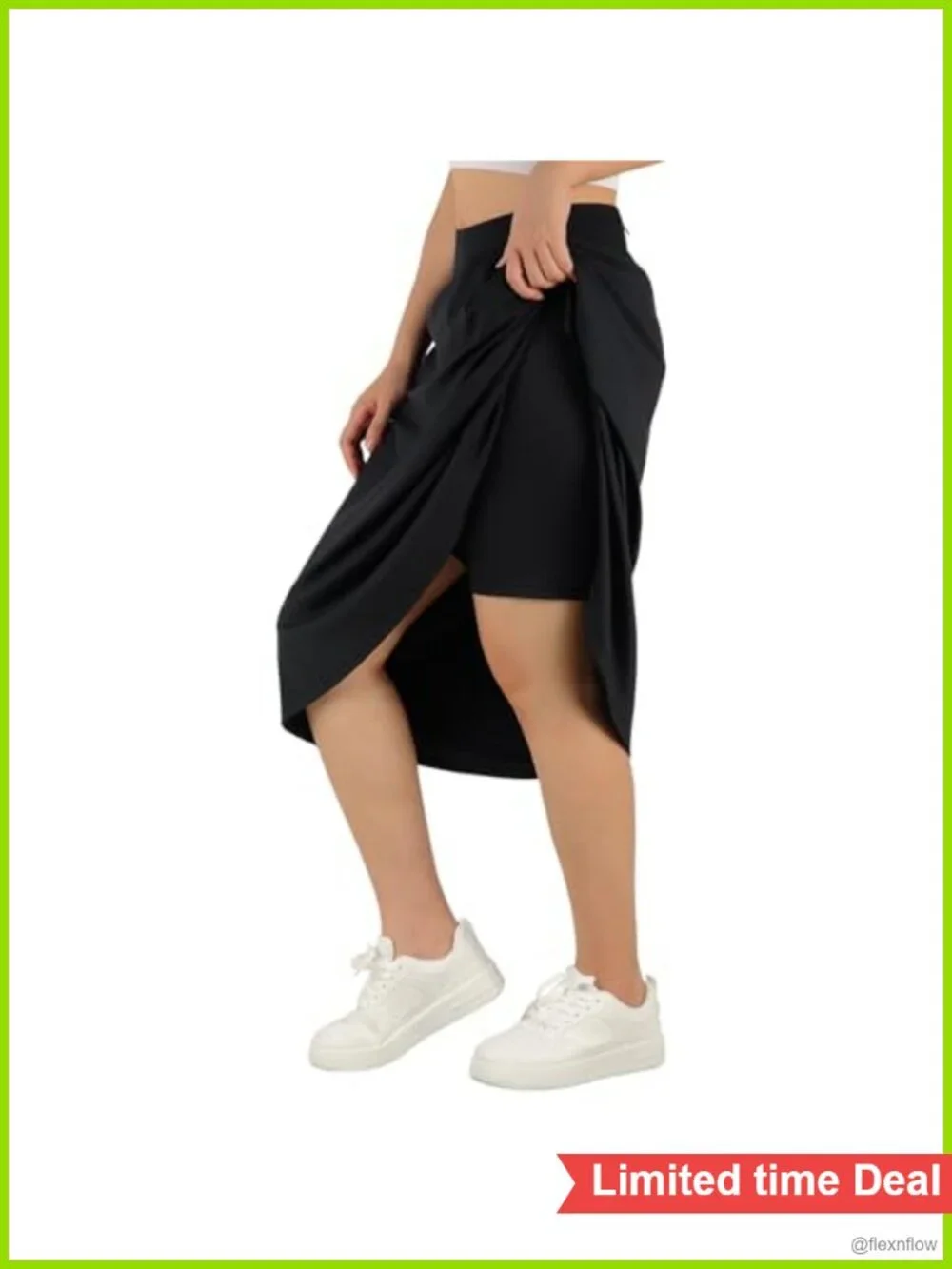 High Waist Midi Skort with Pockets - Athletic Golf Tennis Skirt with Shorts